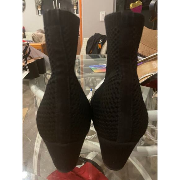 Eileen Fisher Women's Size 6.5 Dahlia Black Mesh Knit Sock Booties Pull On Heels - Picture 6 of 10